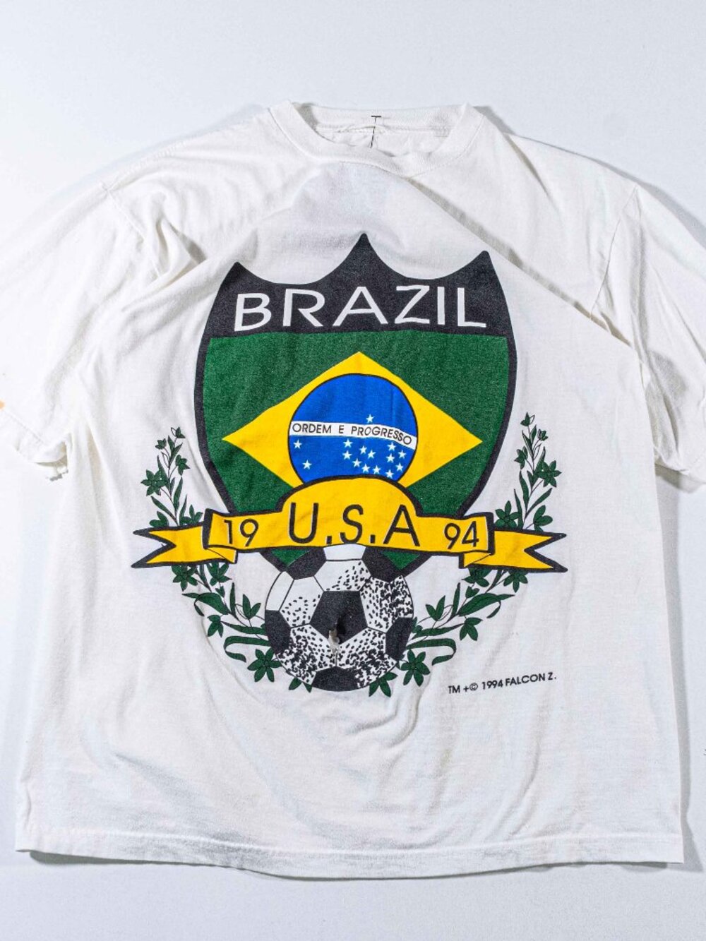 Vintage 1994 World Cup USA Brazil Shirt Medium Distressed Soccer Graphic Tee 90s